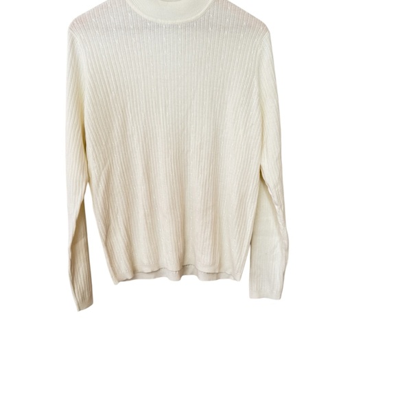 Laura Scott Ivory Ribbed Knit Mock Neck Sweater Women XL NWT Vintage - Picture 10 of 12